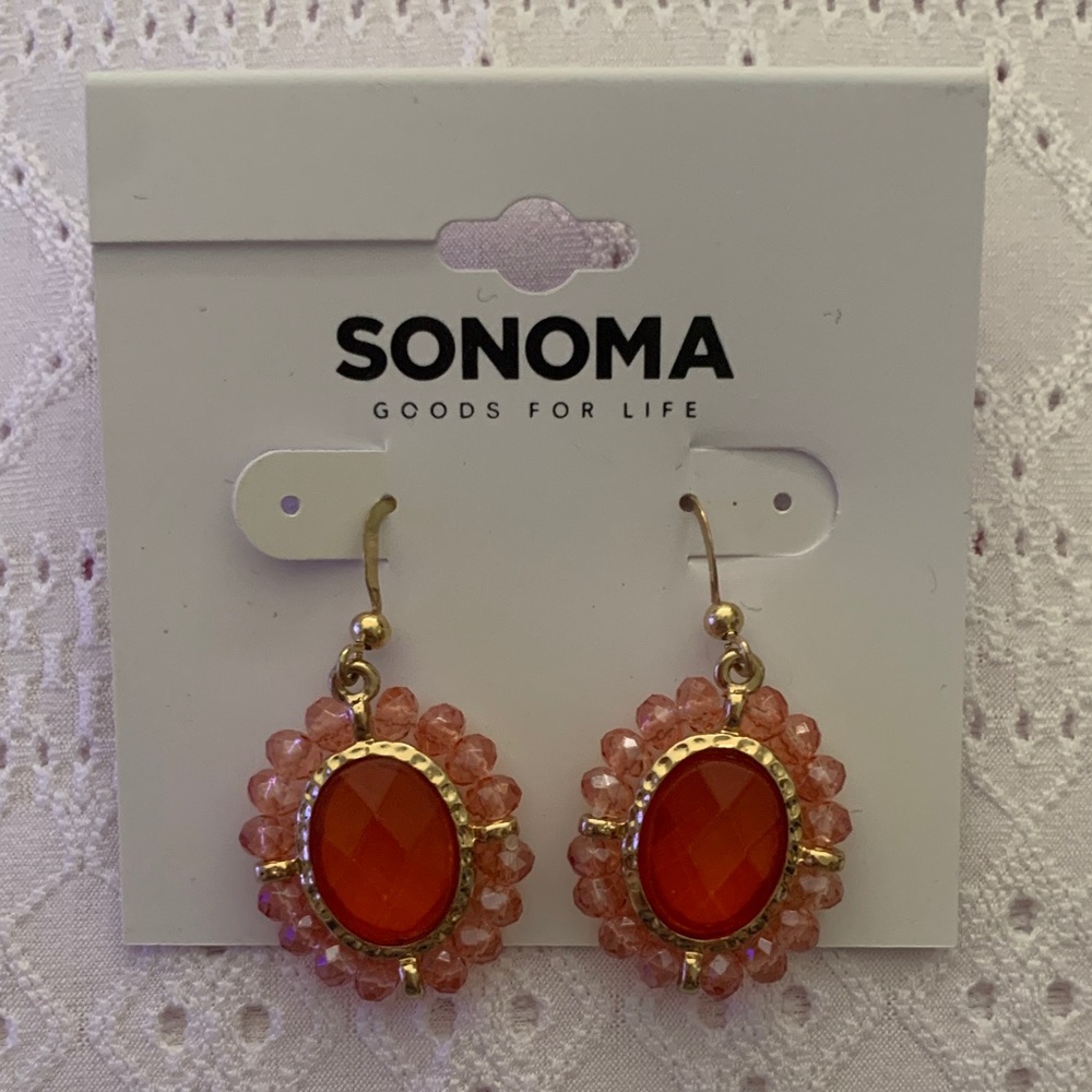 Sonoma Coral and Gold Drop Earrings